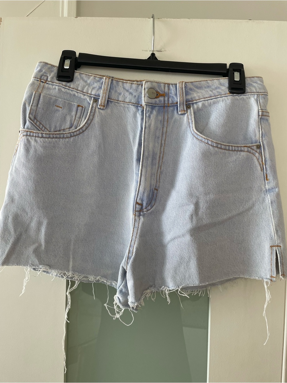 Zara Light Blue Frayed Hem Denim Shorts